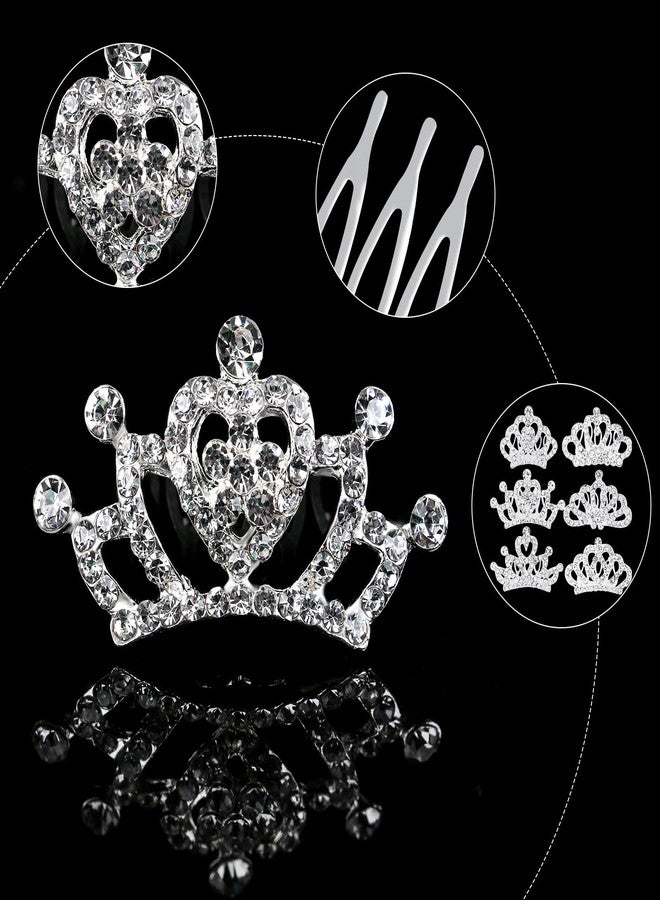 Beupy Princess Crown Comb Set for Girl 18 Pcs Silver Tiara Crown with Comb Crystal Tiara Headband Rhinestone Hair Piece Toddler Bride Hair Accessories for Birthday Party Photography Young Teens Gifts - Image 3